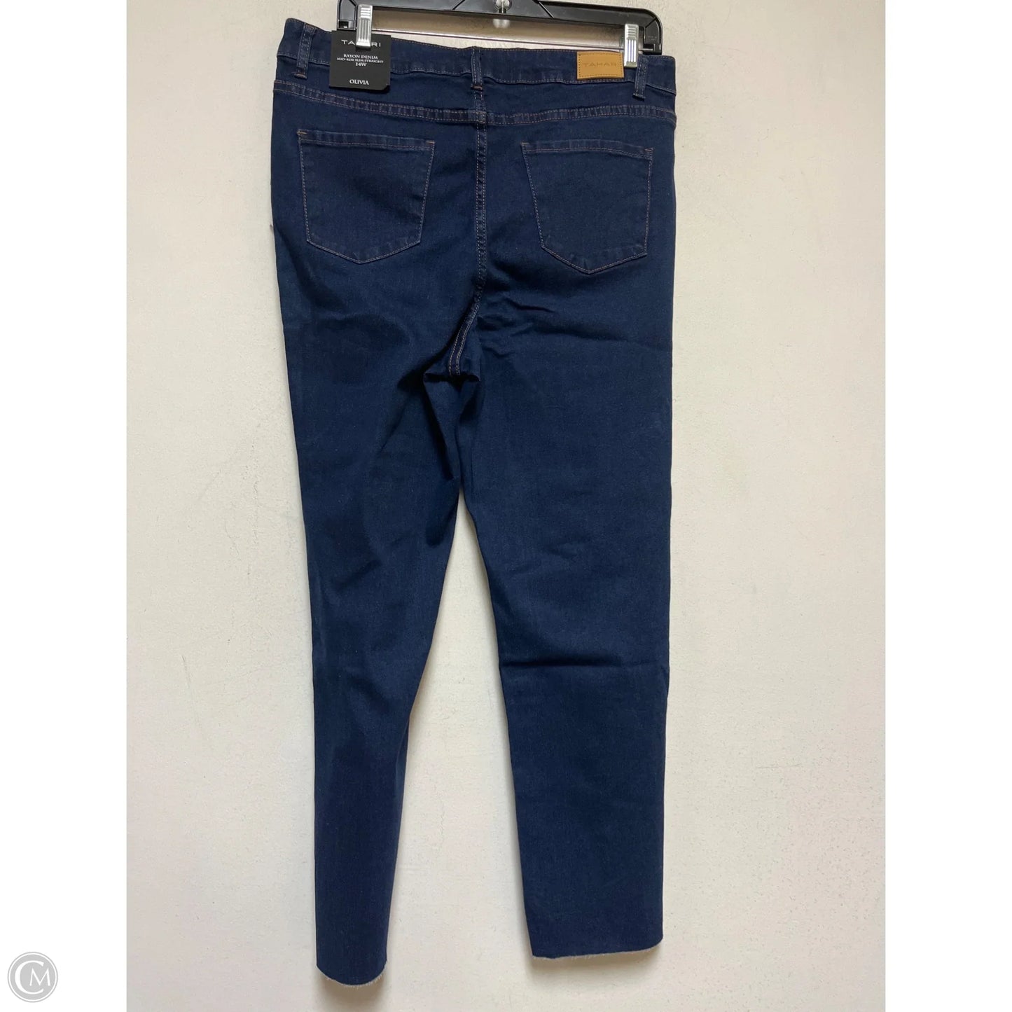 Jeans Straight By Tahari In Blue Denim, Size: 14