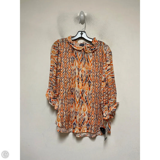 Top Long Sleeve By Democracy In Blue & Orange, Size: 1x