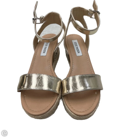 Sandals Heels Wedge By Steve Madden In Gold, Size: 8