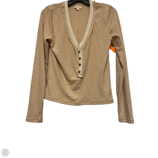 Top Long Sleeve By Pol In Tan, Size: S