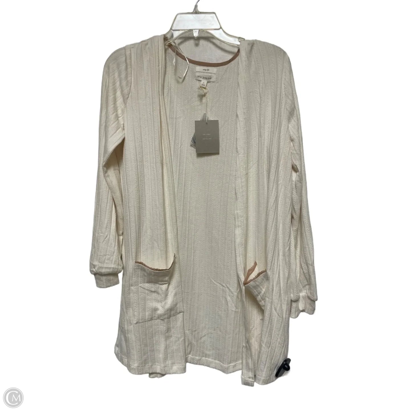 Cardigan By Blu Pepper In Cream, Size: L