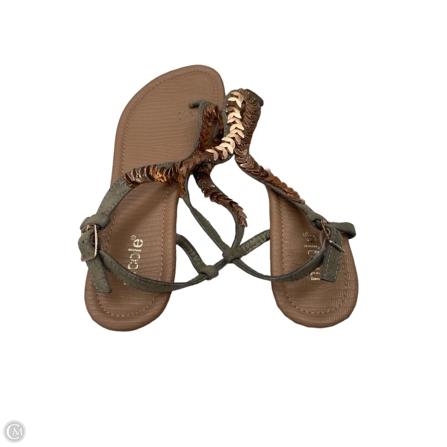 Sandals Flats By Nicole In Gold & Green, Size: 7