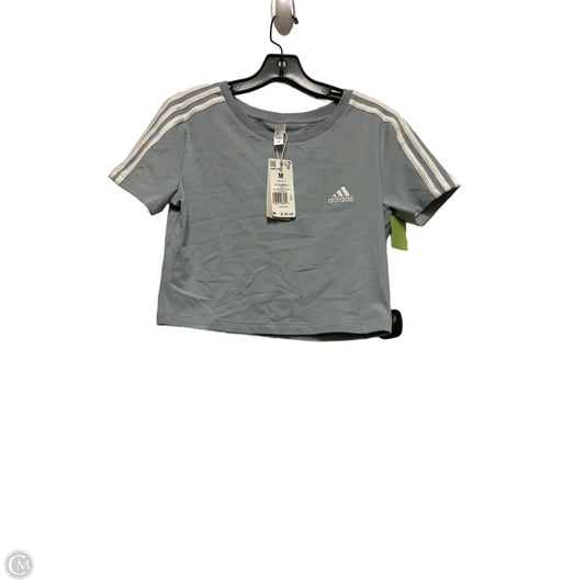 Athletic Top Short Sleeve By Adidas In Blue & White, Size: M