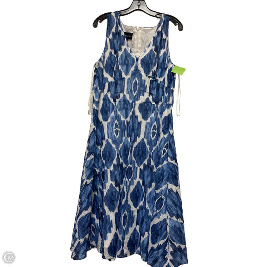 Dress Casual Midi By Jones New York In Blue & White, Size: Xl