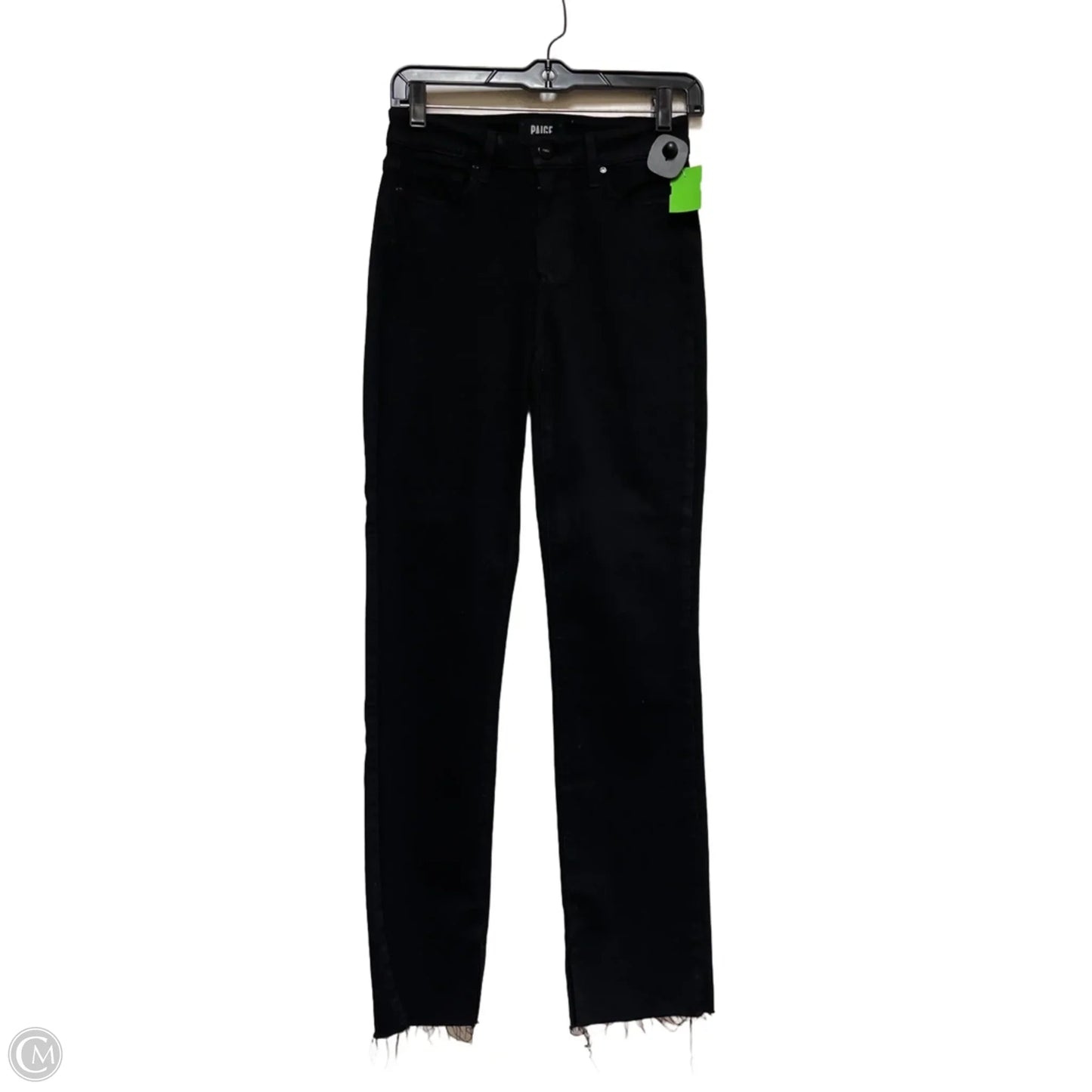 Jeans Straight By Paige In Black Denim, Size: 2