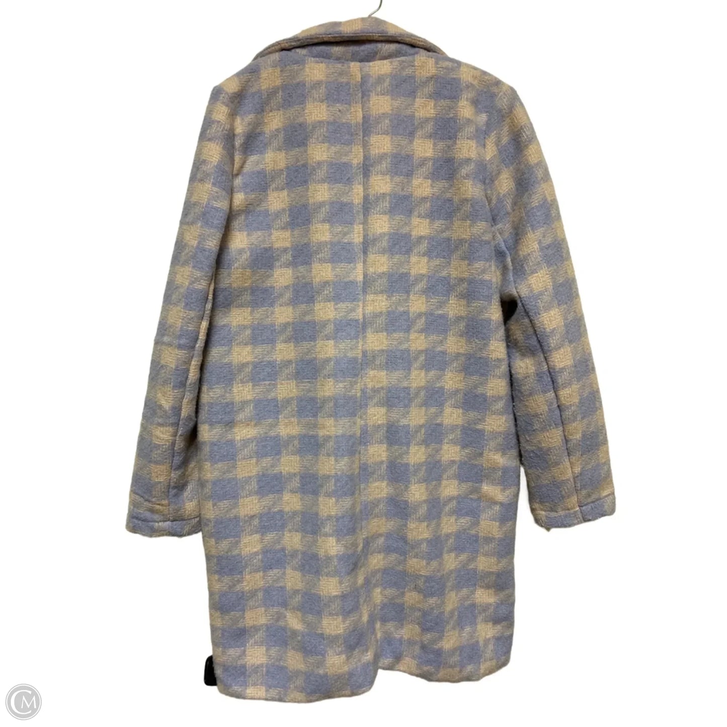 Coat Trench Coat By Hyfve In Blue & Cream, Size: M