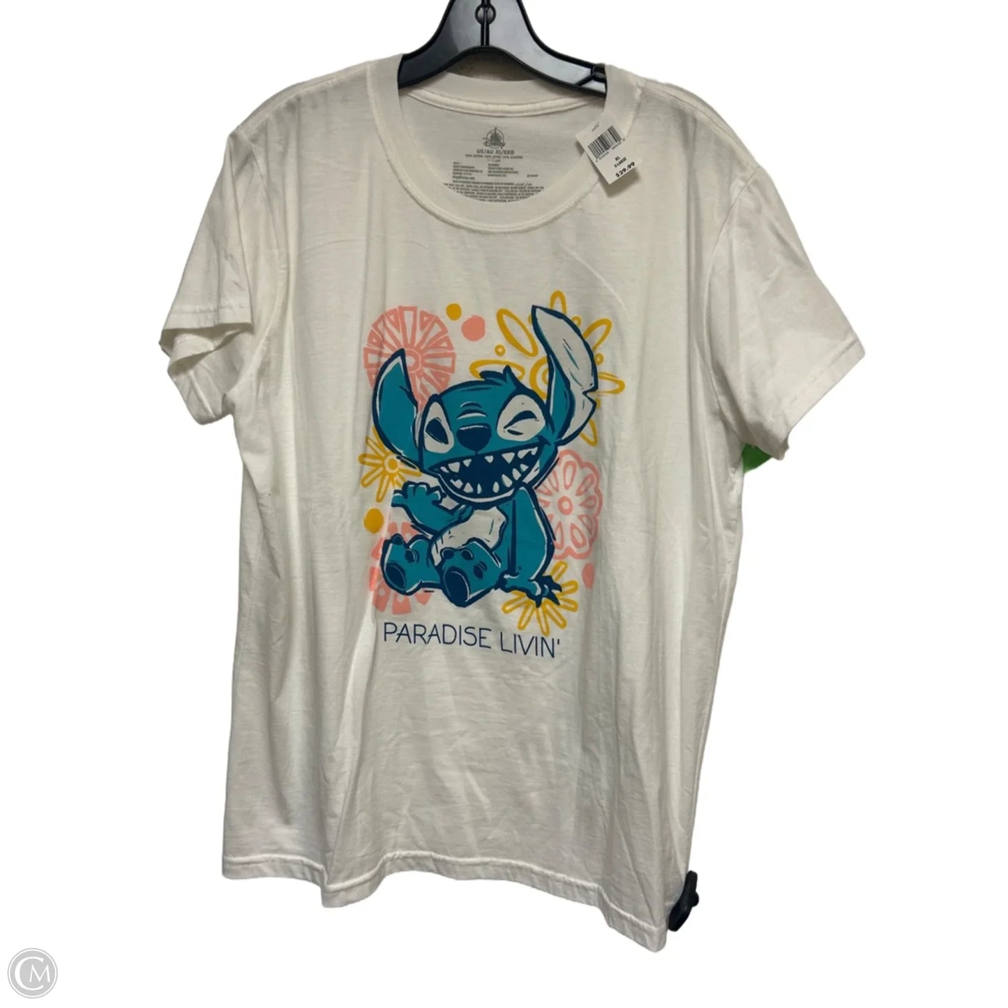 Top Short Sleeve Basic By Disney Store In Blue & Cream, Size: Xl