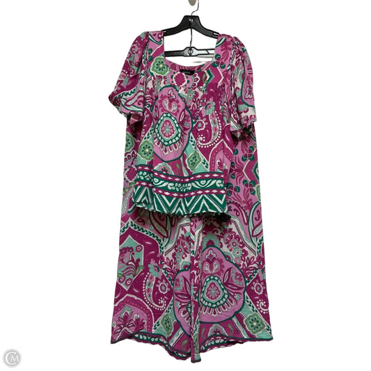 Pants Set 2pc By Karen Kane In Green & Purple, Size: 12