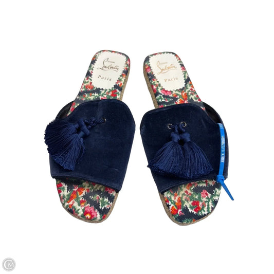 Sandals Luxury Designer By Christian Louboutin In Navy, Size: 9