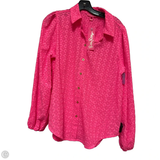 Top Long Sleeve Designer By Lilly Pulitzer In Pink, Size: L