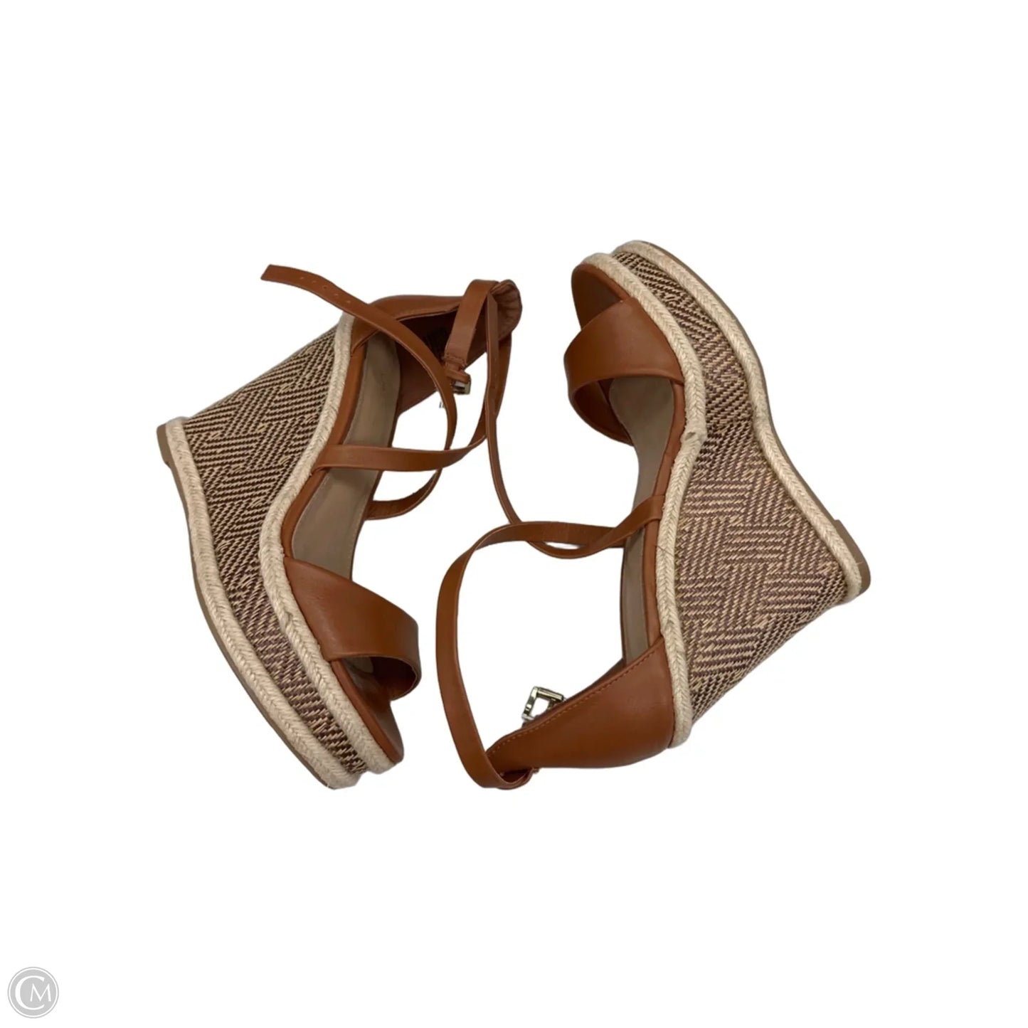 Sandals Heels Wedge By Shoedazzle In Tan, Size: 8.5