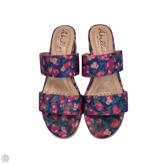 Sandals Heels Wedge By Abella In Floral Print, Size: 8
