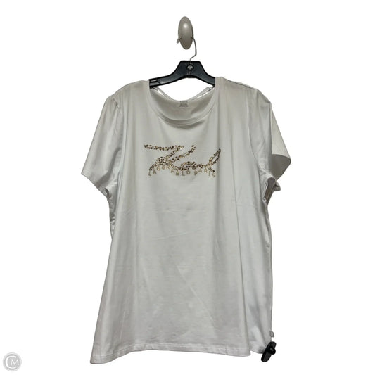 Top Short Sleeve Designer By Karl Lagerfeld In White, Size: Xl