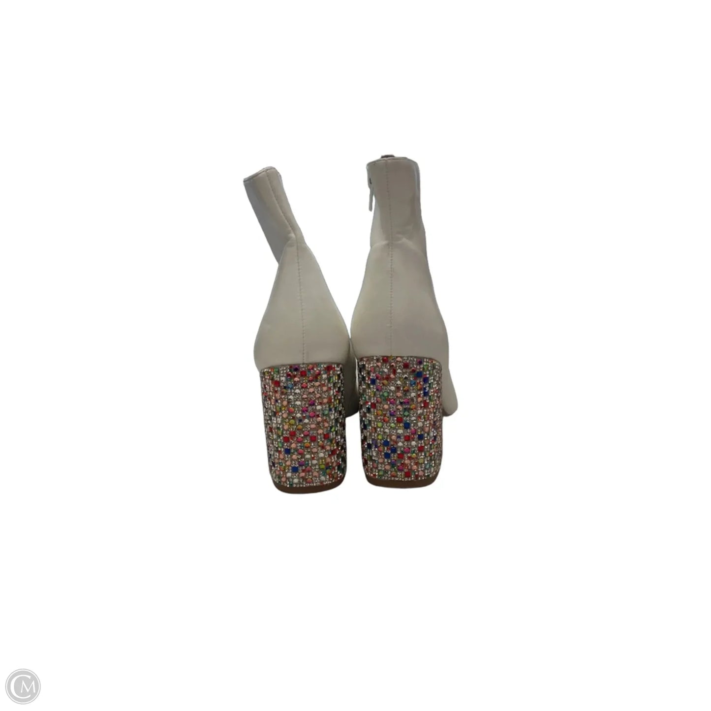 Boots Ankle Heels By Betsey Johnson In White, Size: 10