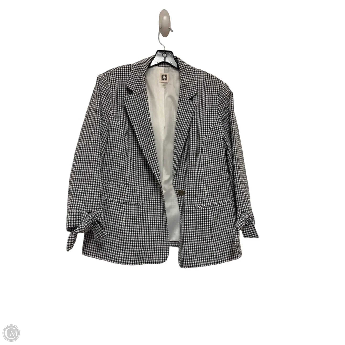 Blazer By Anne Klein In Plaid Pattern, Size: L