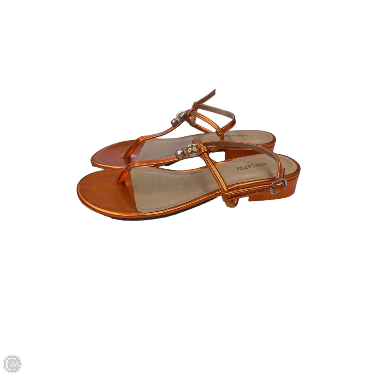 Sandals Heels Block By Clothes Mentor In Orange, Size: 6.5