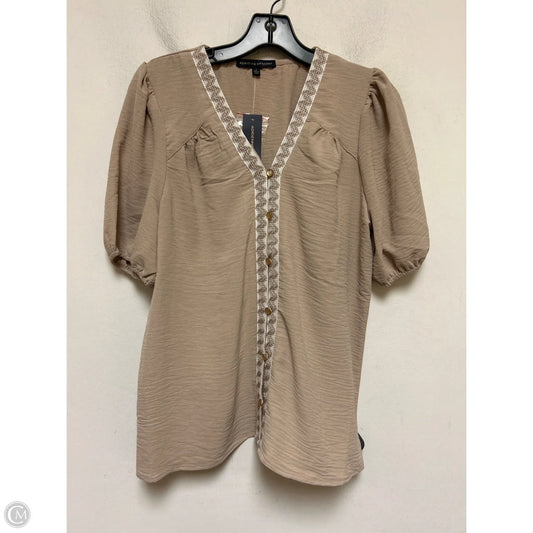 Top Short Sleeve By Adrienne Vittadini In Beige, Size: S
