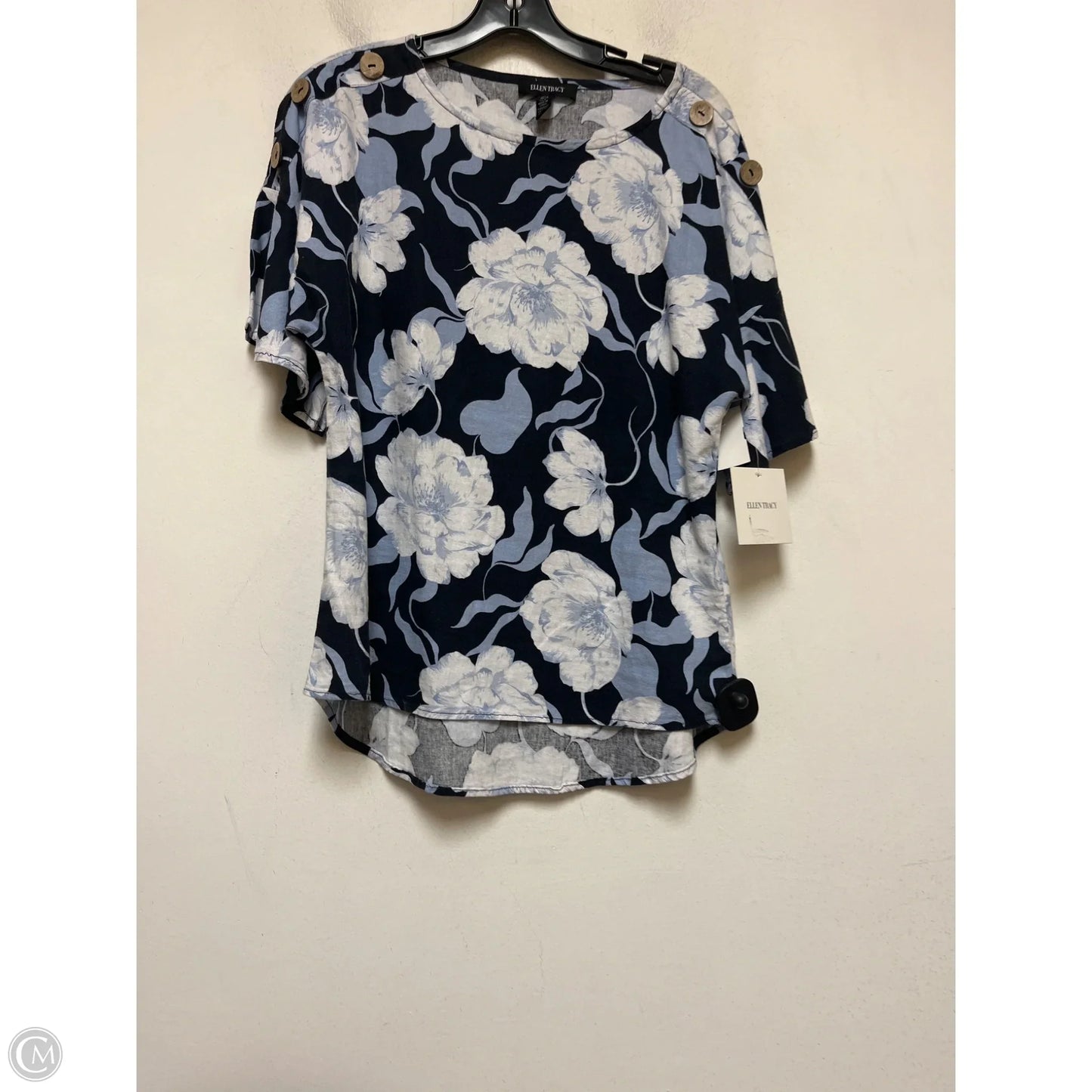 Top Short Sleeve By Ellen Tracy In Floral Print, Size: S