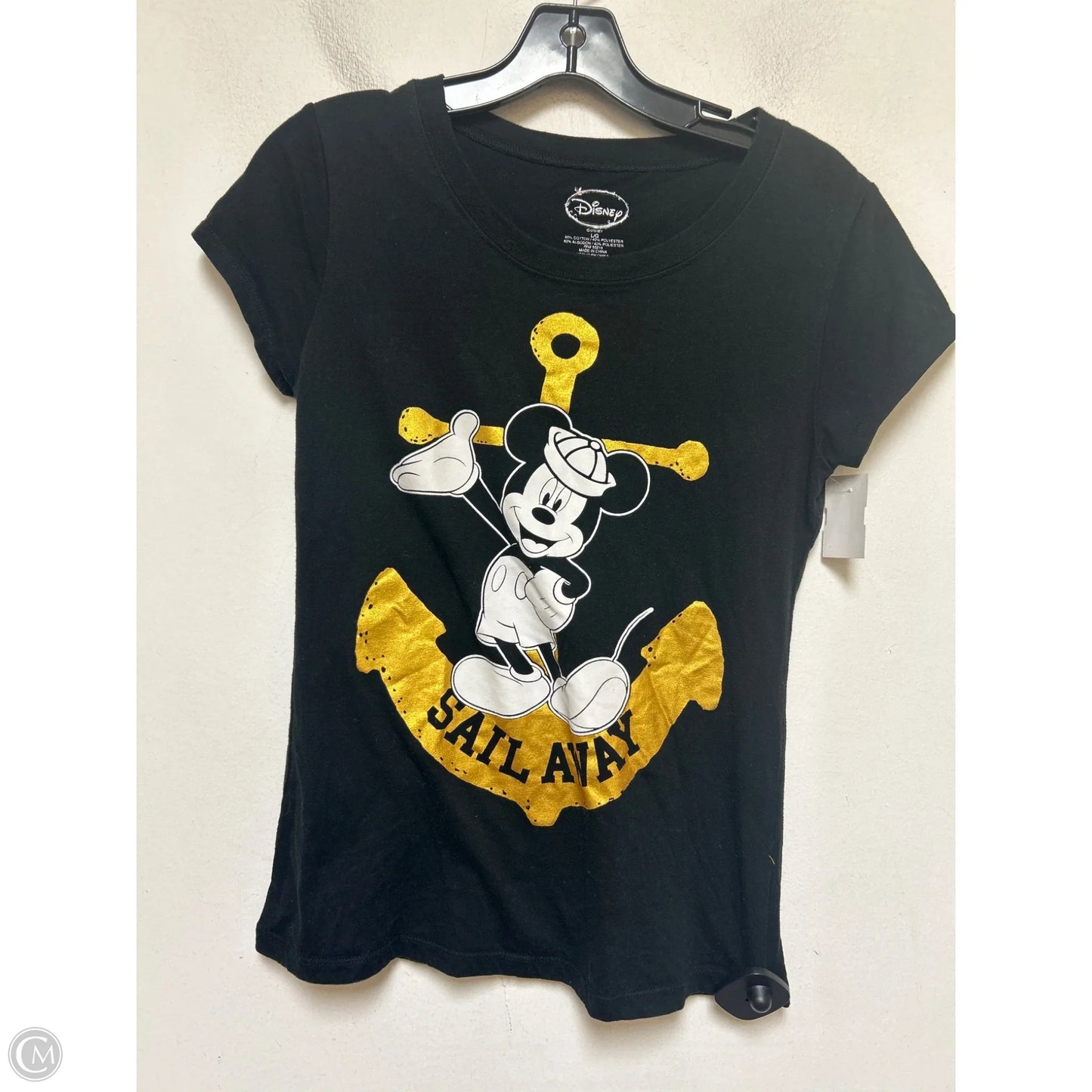 Top Short Sleeve Basic By Disney Store In Black & Gold, Size: L