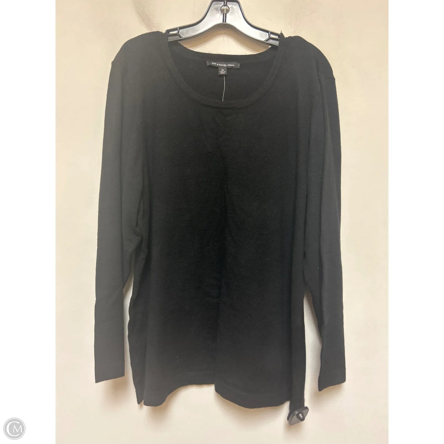 Top Long Sleeve Basic By Zac And Rachel In Black, Size: 3x