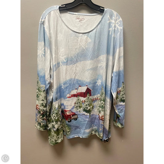Top Long Sleeve Basic By Coldwater Creek In Blue & White, Size: 3x