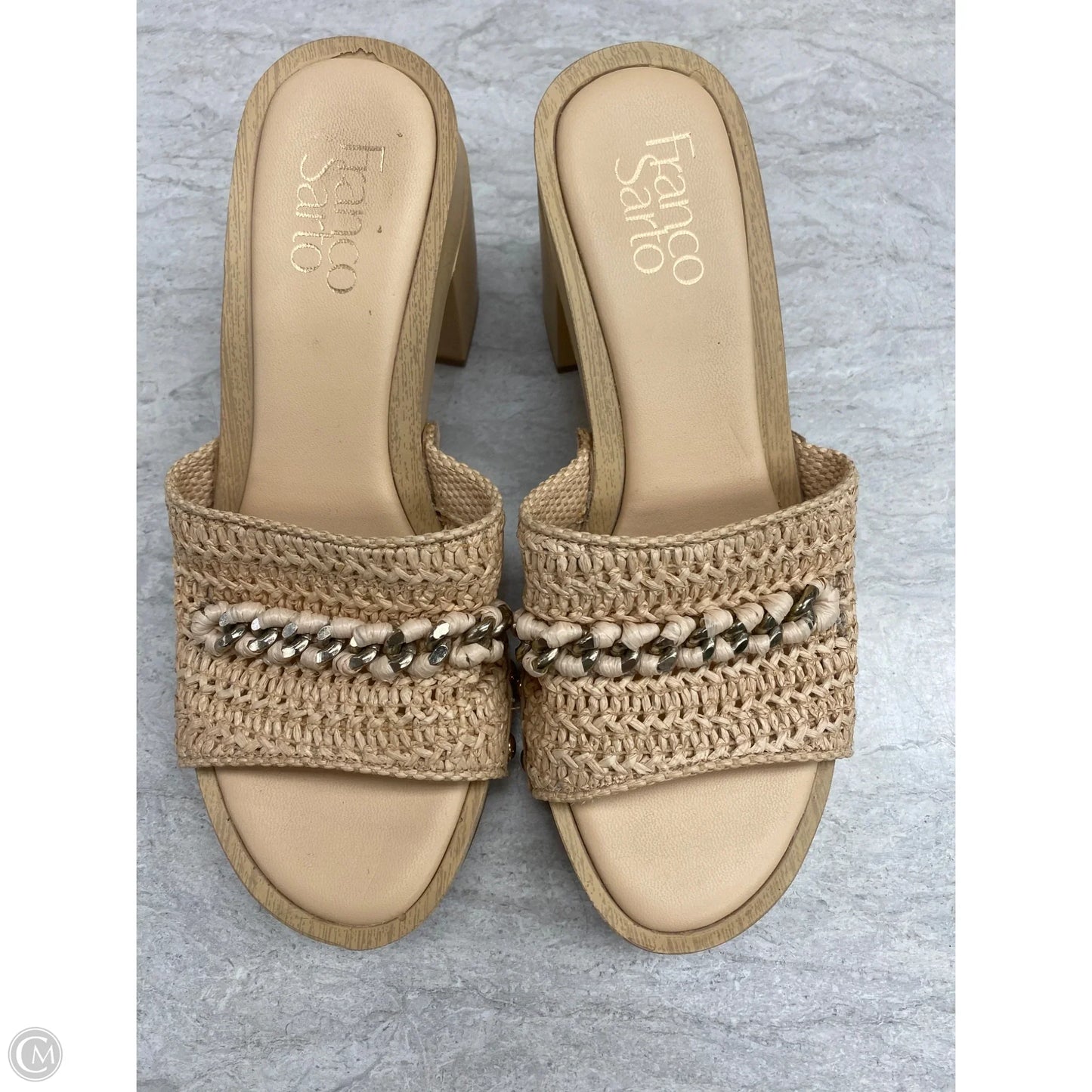 Sandals Heels Block By Franco Sarto In Tan, Size: 6