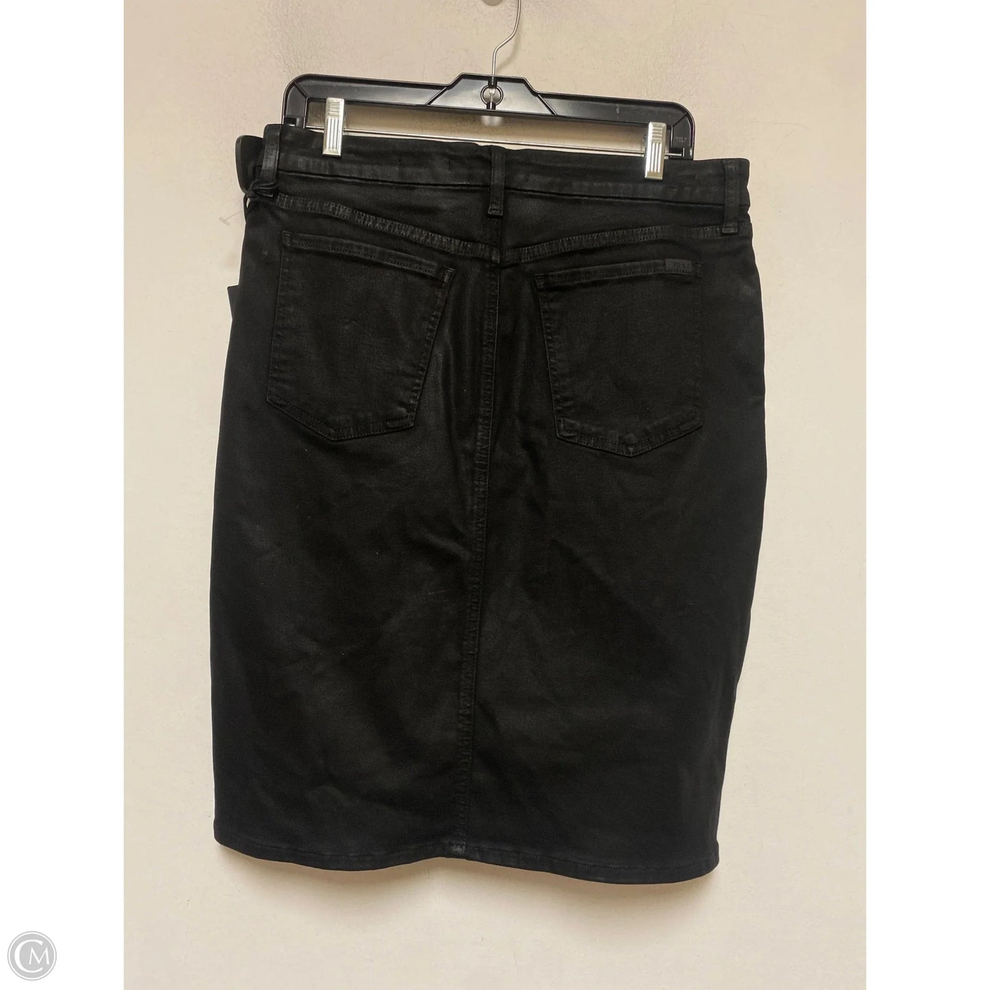 Skirt Midi By 7 For All Mankind In Black Denim, Size: 10