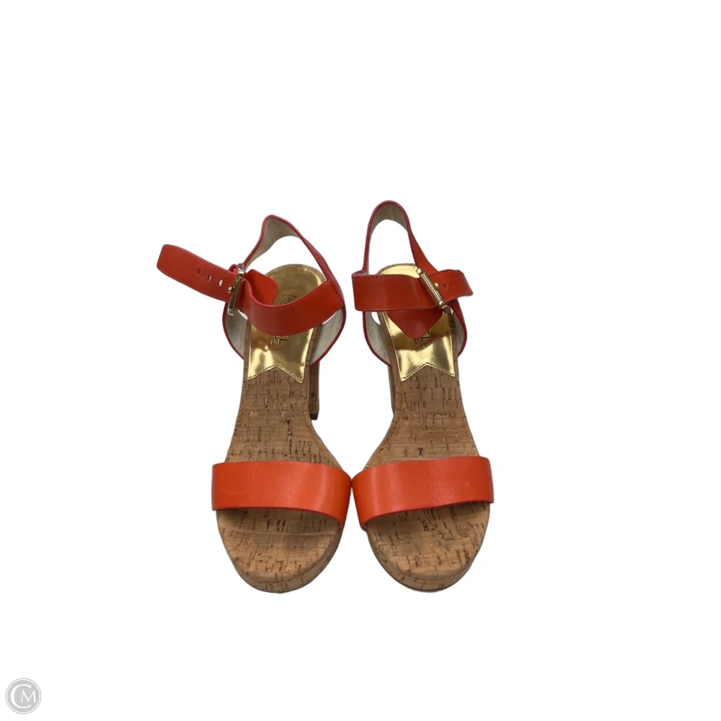 Sandals Heels Kitten By Michael By Michael Kors In Orange & Tan, Size: 6.5