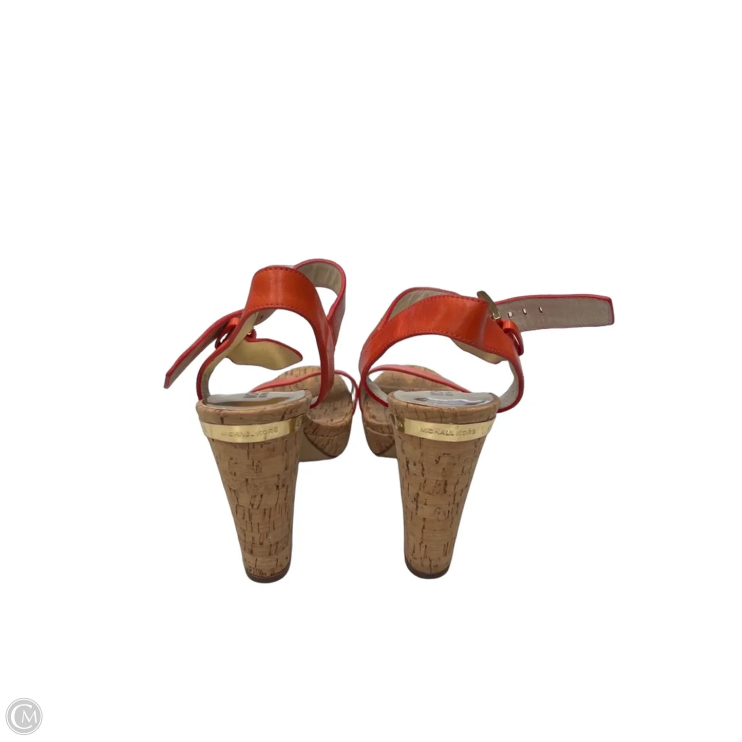 Sandals Heels Kitten By Michael By Michael Kors In Orange & Tan, Size: 6.5