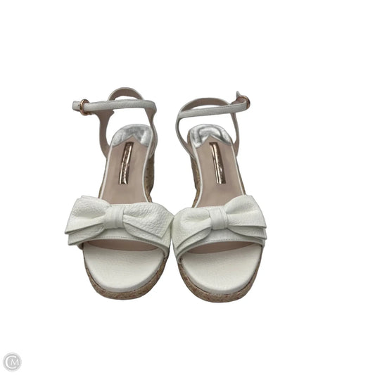 Sandals Heels Wedge By Clothes Mentor In Tan & White, Size: 9.5