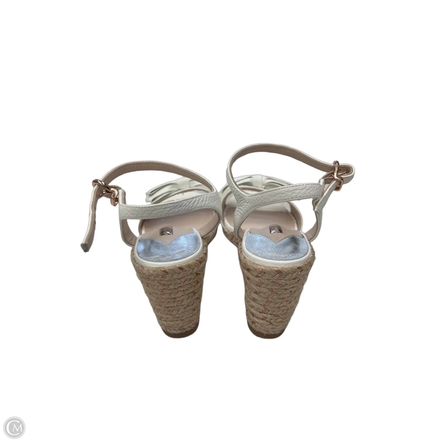 Sandals Heels Wedge By Clothes Mentor In Tan & White, Size: 9.5