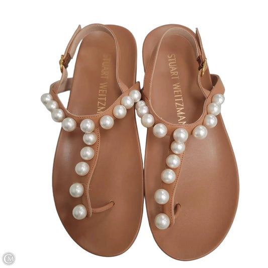 Sandals Designer By Stuart Weitzman In Tan & White, Size: 8.5