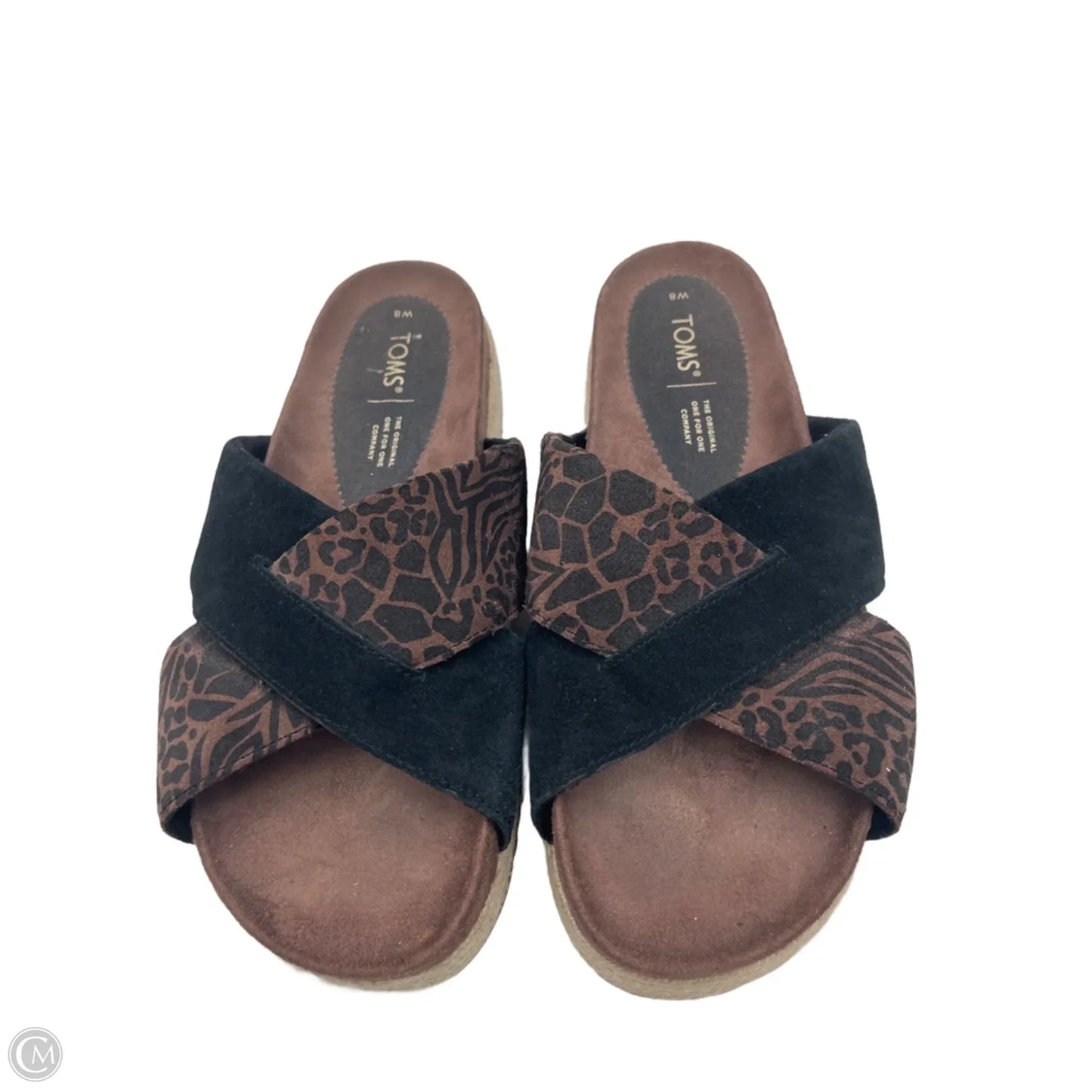 Sandals Flats By Toms In Black & Brown, Size: 8