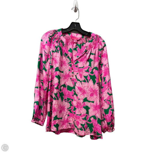 Top Long Sleeve Designer By Lilly Pulitzer In Green & Pink, Size: S