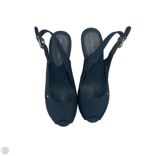 Sandals Heels Wedge By Tommy Hilfiger In Navy, Size: 7.5