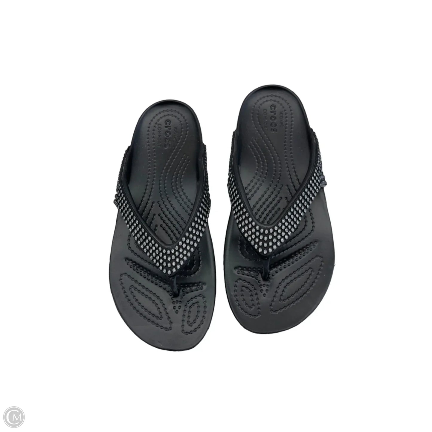 Sandals Flats By Crocs In Black, Size: 6