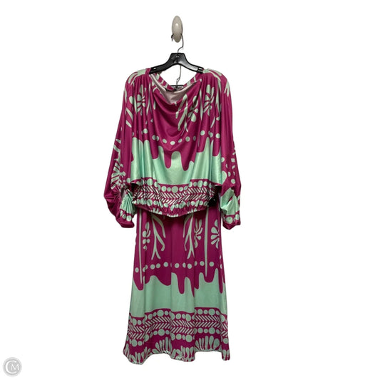 Skirt Suit 2pc By Chicme In Green & Purple, Size: 6
