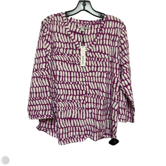 Top Long Sleeve By Chicos In Purple & White, Size: Xl