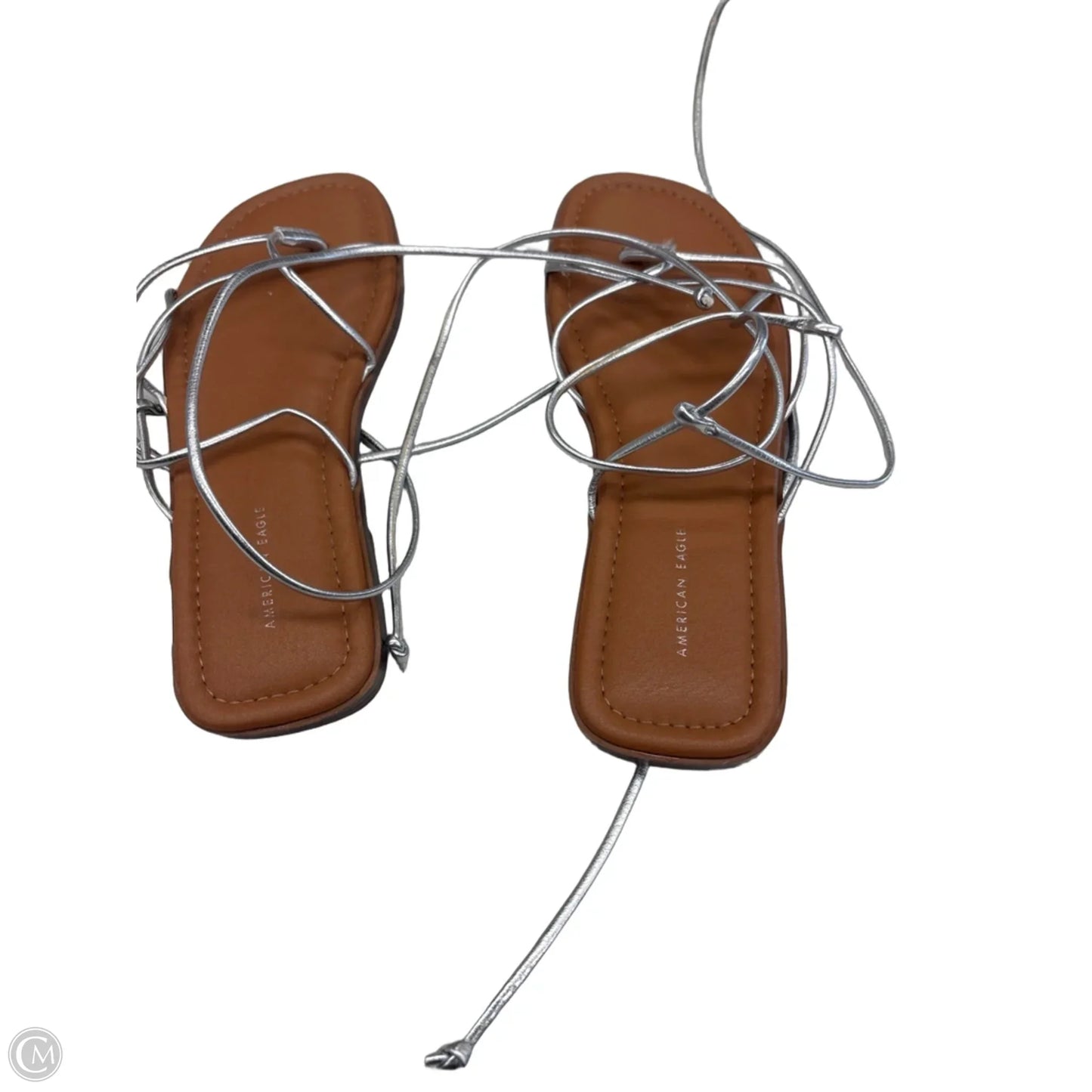 Sandals Flats By American Eagle Shoes In Brown & Silver, Size: 8