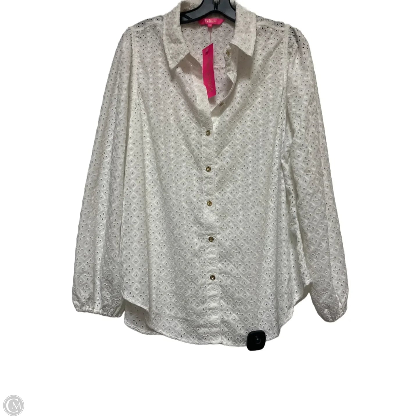 Top Long Sleeve Designer By Lilly Pulitzer In White, Size: Xl