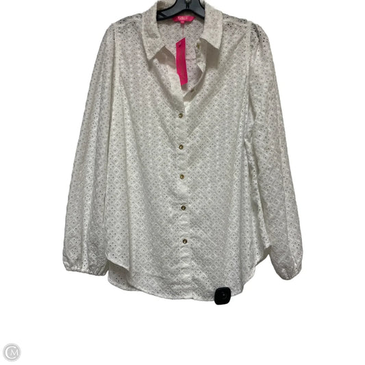 Top Long Sleeve Designer By Lilly Pulitzer In White, Size: Xl