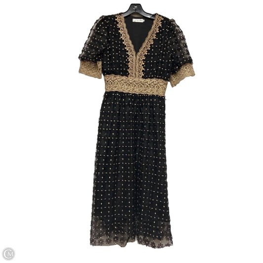 Dress Casual Midi By Clothes Mentor In Black & Gold, Size: L