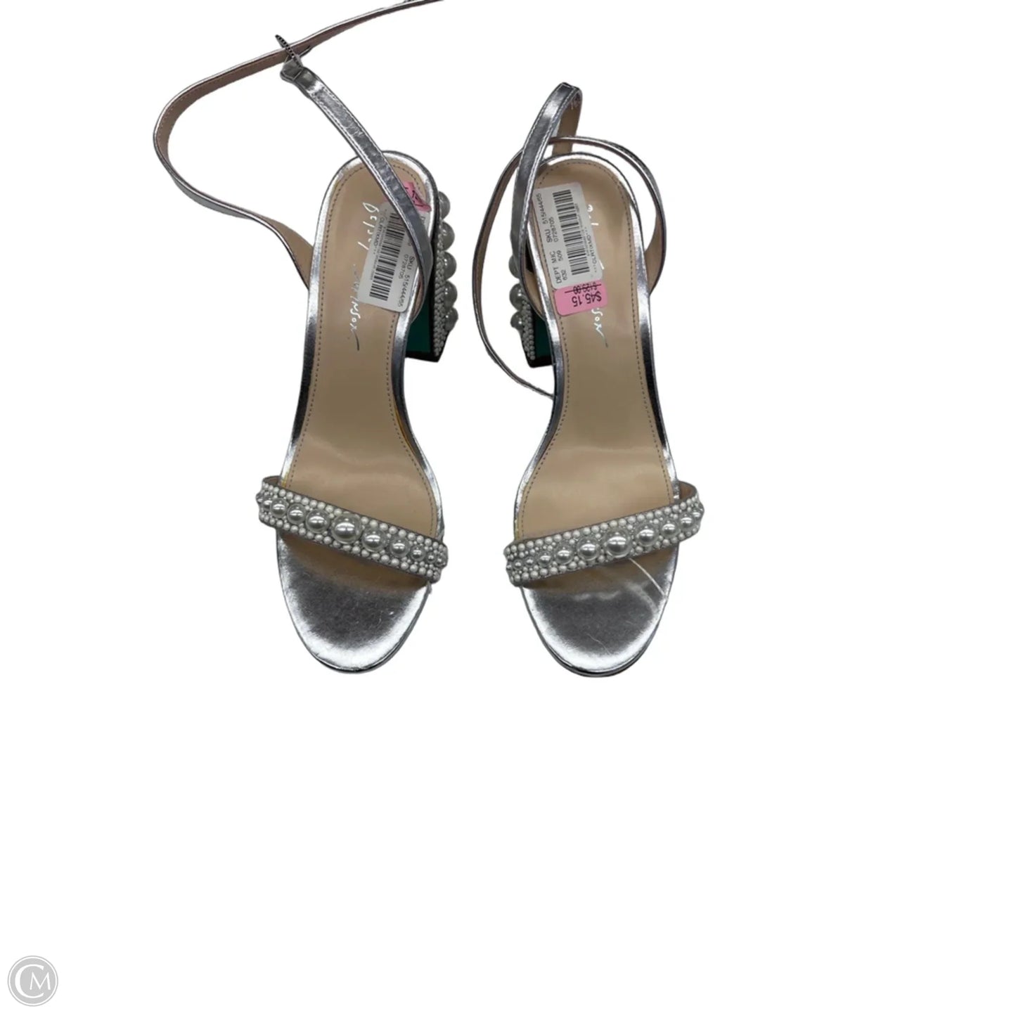 Sandals Heels Block By Betsey Johnson In Silver, Size: 9.5
