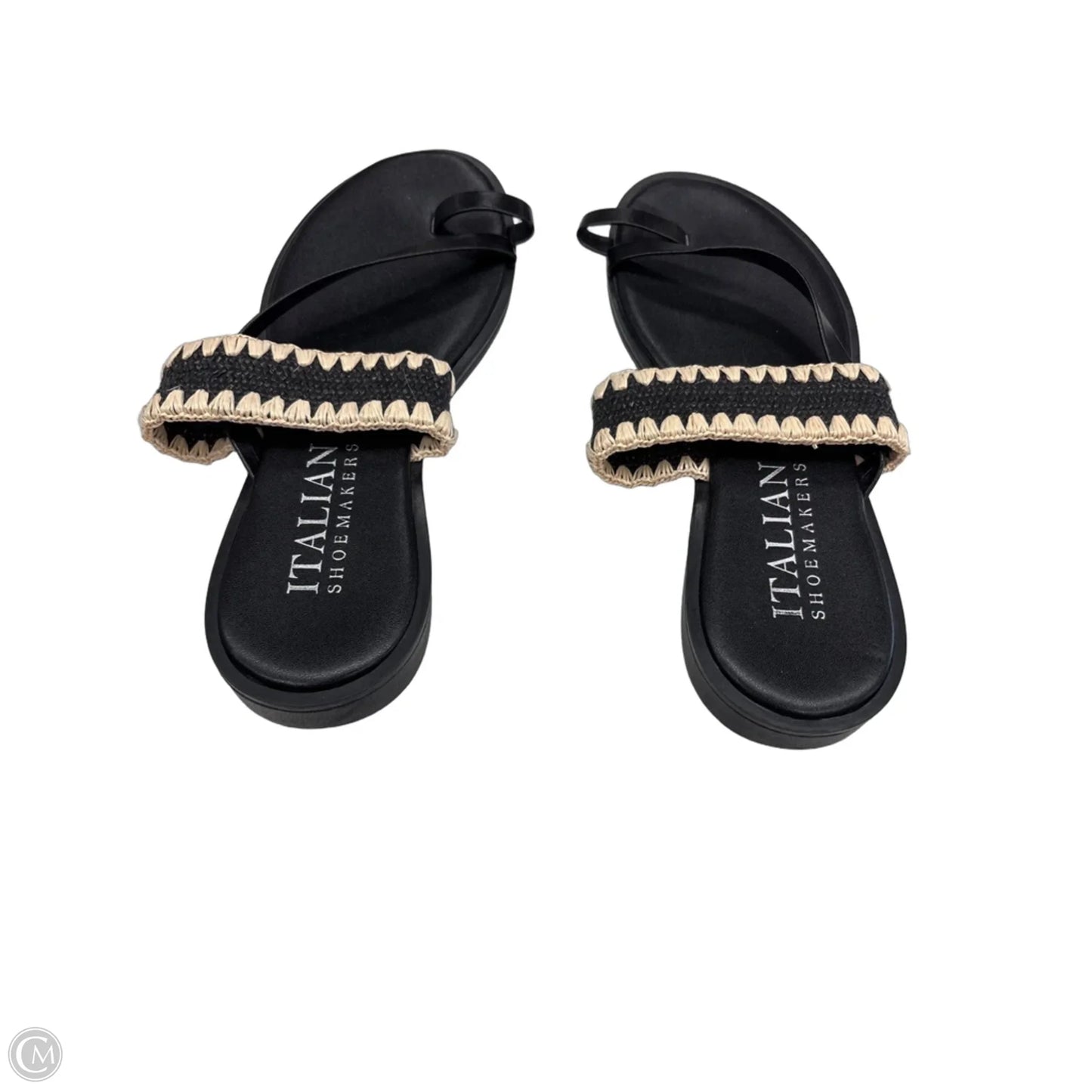 Sandals Flats By Italian Shoemakers In Black & Tan, Size: 6