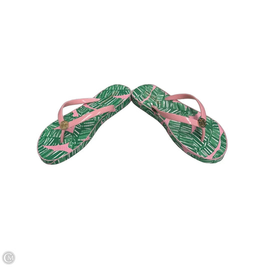 Sandals Designer By Lilly Pulitzer In Green & Pink, Size: 7.5