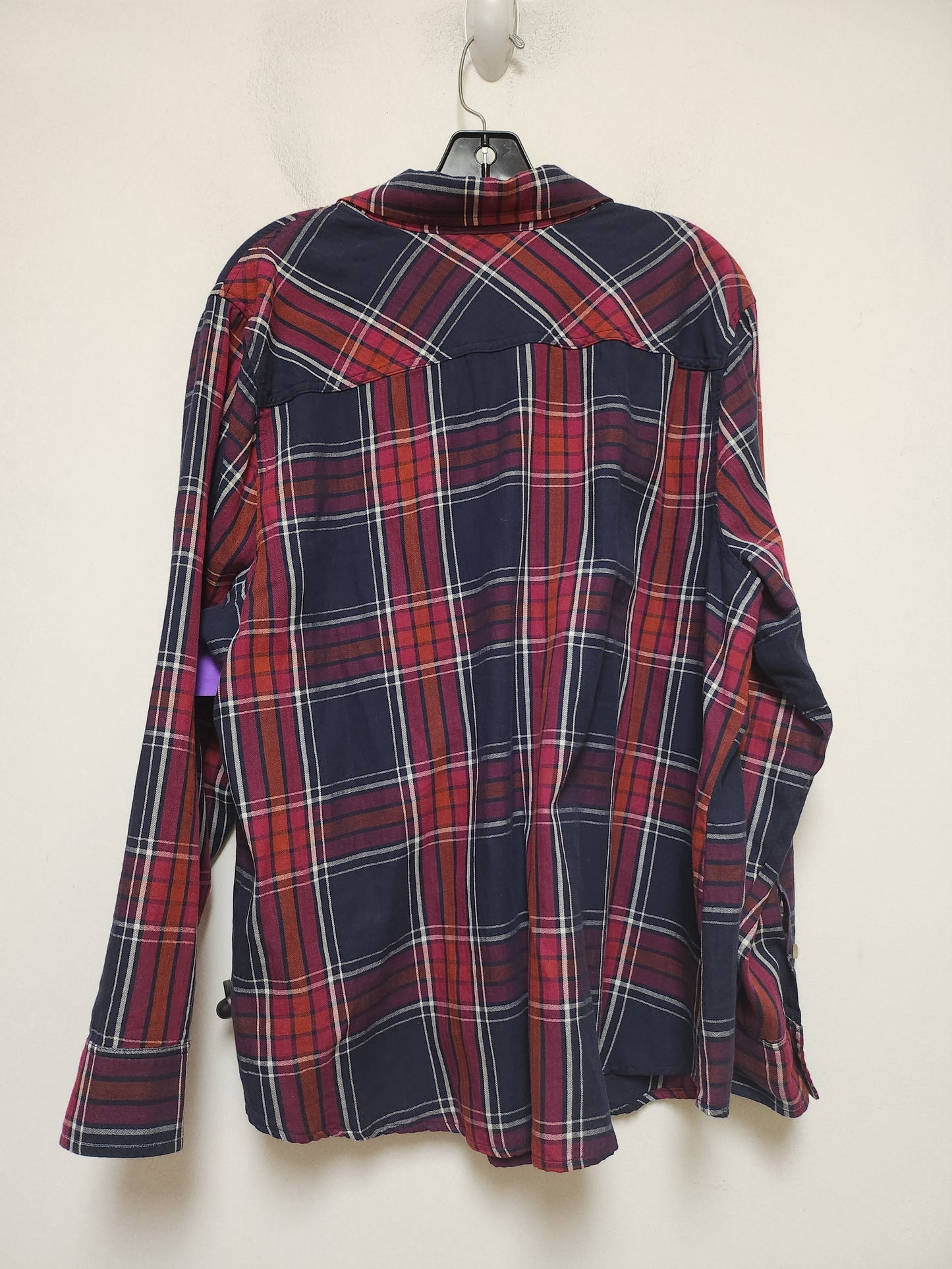 Plaid Pattern Top Long Sleeve Pure Energy, Size 2x