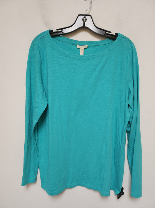 Top Long Sleeve Basic By Eileen Fisher In Teal, Size: L