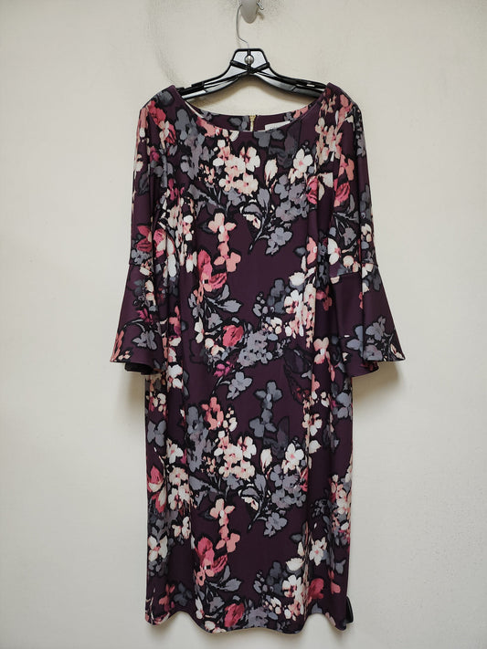 Dress Casual Midi By Calvin Klein In Floral Print, Size: Xl