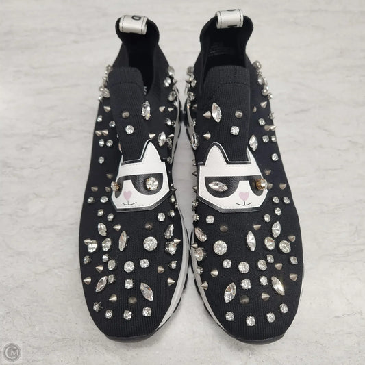 Shoes Designer By Karl Lagerfeld In Black & Silver, Size: 10