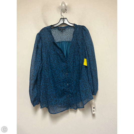 Top Long Sleeve By Zac And Rachel In Black & Blue, Size: 2x